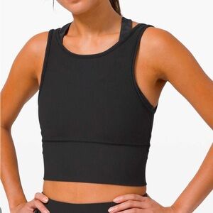 LULULEMON Power Pivot Tank Ribbed Black Size 8